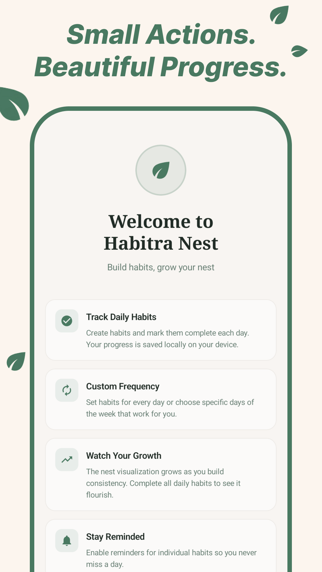 Habitra Nest welcome screen